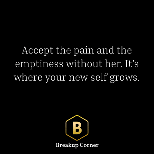 Breakup Quote for Men: Accept the pain and the emptiness without her. It’s where your new self grows.